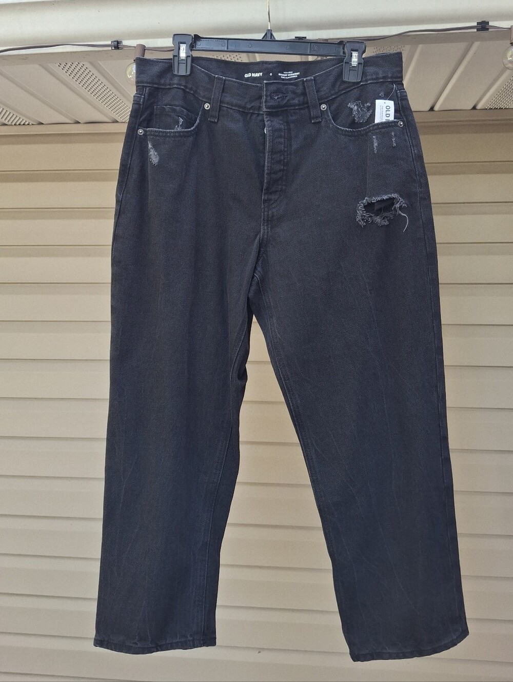 Womens Black Distressed Jeans